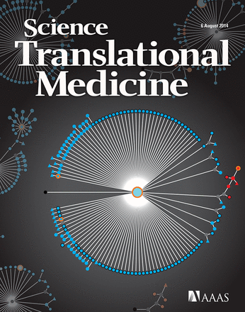 The cover of <em>Science Translational Medicine</em> shows lineages of clonally related immunoglobulin heavy-chain variable regions found in the CSF and peripheral blood of people with MS. Credit: L. Apeltsin, H.-C. Von Buedingen/Department of Neurology, University of California, San Francisco.